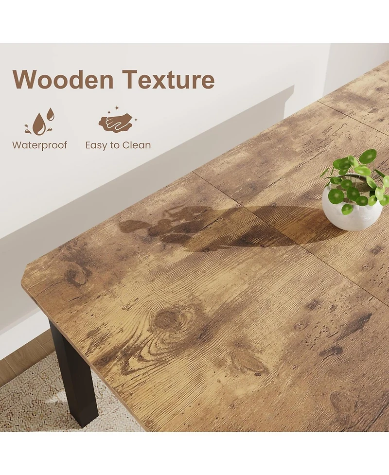 homfan 70.8" Industrial Dining Table for 6-8 – Sturdy Metal Frame, Multi-Use for Dining Room and Office
