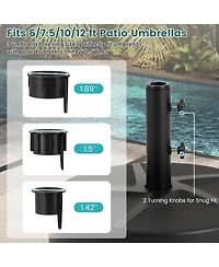Costway Patio Round Umbrella Base with 2 Adjustable Knobs and 3 Adapters Outdoor for Poolside