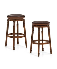 Gouun Set of 2 Swivel Counter Height Bar Stools with Pu Leather Padded Seat