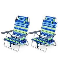 Gouun Set of 2 Portable Folding Backpack Beach Recliner Chairs with 5-Position Back
