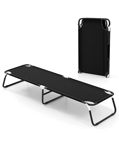 Costway Folding Camping Bed Chaise Lounge Outdoor Portable Military Cot Sleeping Hiking Travel