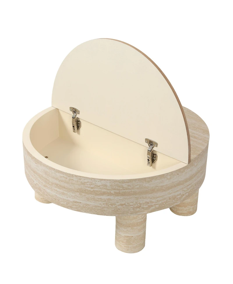 Flynama Round Coffee Table with Flip Top Storage Fluted Modern Mdf Living Room Center Table