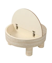 Flynama Round Coffee Table with Flip Top Storage Fluted Modern Mdf Living Room Center Table