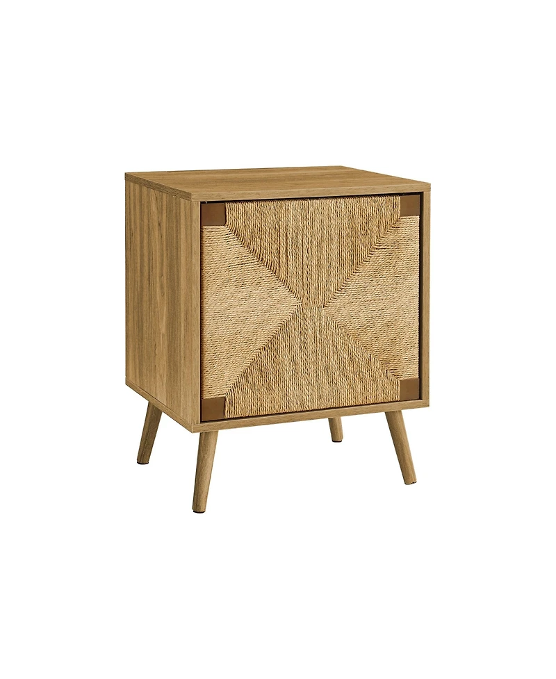 Flynama Accent Table Seagrass Door Storage Cabinet with Shelf
