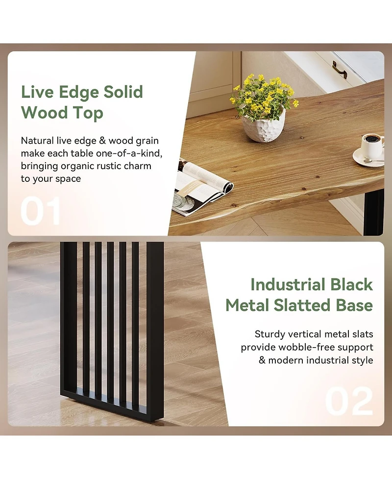 Tribesigns 63" Bar Table: Solid wood pub table with metal legs. Industrial high top bar unit for kitchen, dining room, bistro
