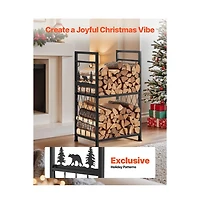 Slickblue 1.3ft Indoor Firewood Rack with Tools 400lb Capacity Log Storage Holder