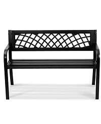 Slickblue 46in Outdoor Metal Bench with Armrests for Garden Yard and Park