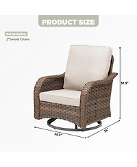 Pocassy 2 Pieces Outdoor Swivel Rocker Chair Set of 2, 360 Degree Rattan Wicker Chairs Patio Bistro