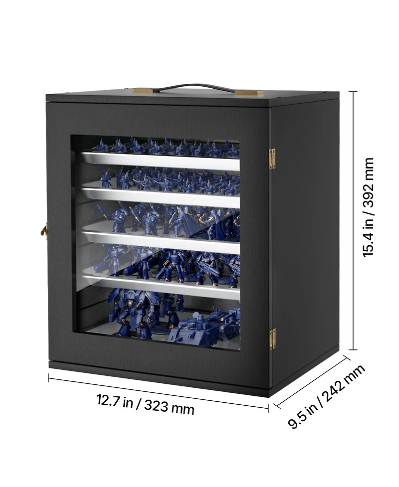 Sugift Wooden Miniatures Storage Case for 1000-1500 Scale Models with 5 Trays and 11 Slots