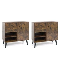 Sugift 31-Inch Buffet Cabinet Set of 2 with 2 Drawers and Open Compartments