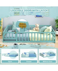 Sugift Full Size Montessori Floor Bed with Full-Length Safety Guardrails