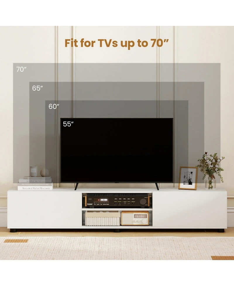 Sugift Modern Tv Stand with 2 Cabinets and Open Shelves
