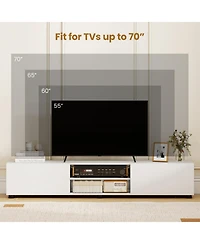 Sugift Modern Tv Stand with 2 Cabinets and Open Shelves