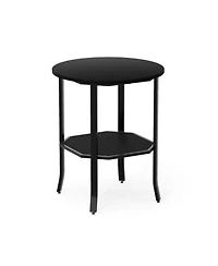 Sugift Round 2-Tier Side End Table with Open Storage Shelf and Steel Frame