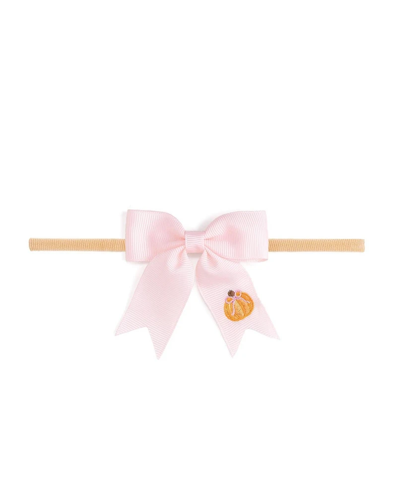 Sweet Wink Baby Girls Pumpkin Embroidered Bow Baby Headband