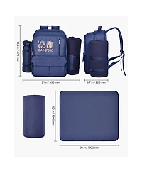 Sugift 4 Person Picnic Backpack with Insulated Cooler Detachable Bottle Holder Blanket Plates Cutlery Set