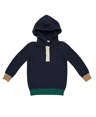 Hope & Henry Little and Big Boy's (S-xl) Organic Henley Sweater Hoodie