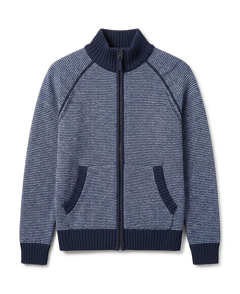 Hope & Henry Boys Organic Long Sleeve Full Zip Raglan Mock Neck Sweater