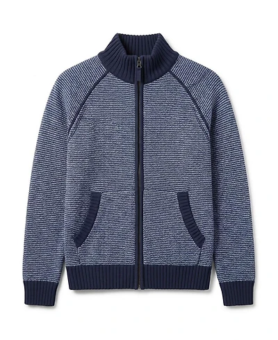 Hope & Henry Boys Organic Long Sleeve Full Zip Raglan Mock Neck Sweater
