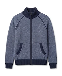Hope & Henry Boys Organic Long Sleeve Full Zip Raglan Mock Neck Sweater