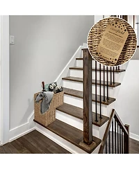 Casafield Stair Basket with Handles, Natural Seagrass - Woven Staircase Step Organizer Bin