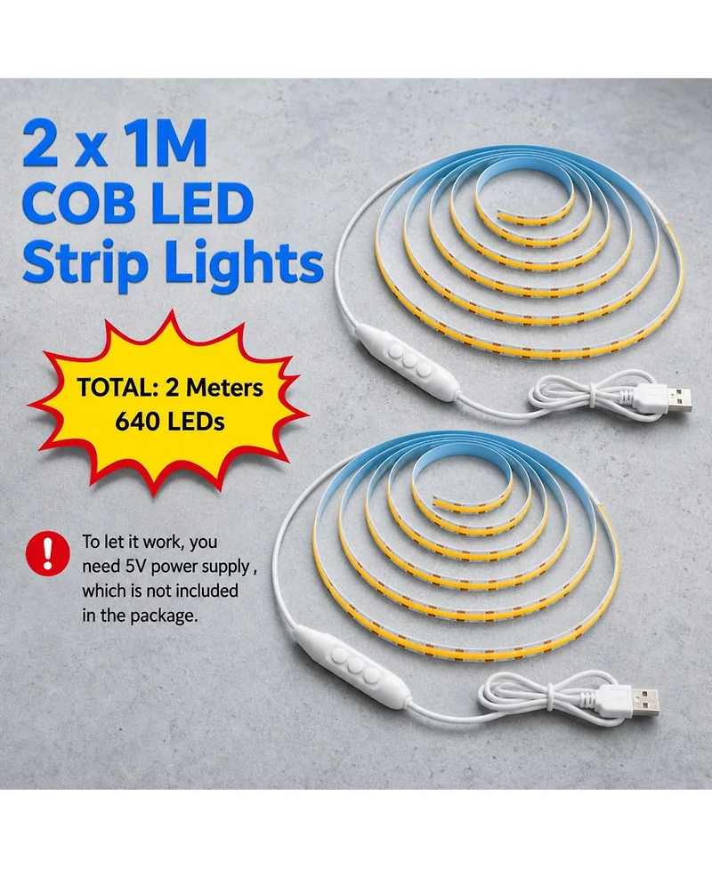 Lofree Usb Cob Led Flexible String Light, Set of 2