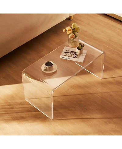 Slickblue Modern C Shaped Acrylic Side Table with Transparent Design