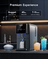 Ecozy Chillio Nugget Ice Maker, 40 lbs/Day, Touchless Dispensing