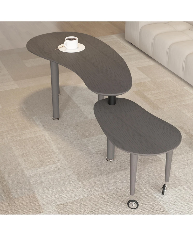 Flynama 360degree Rotatable Coffee Table, Oak Veneer