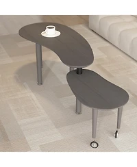 Flynama 360degree Rotatable Coffee Table, Oak Veneer