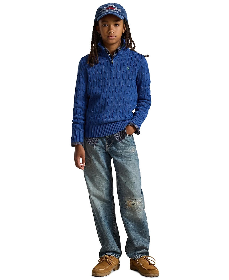 Polo Ralph Lauren Boys' 8-20 Cable-Knit Cotton Quarter-Zip Sweater