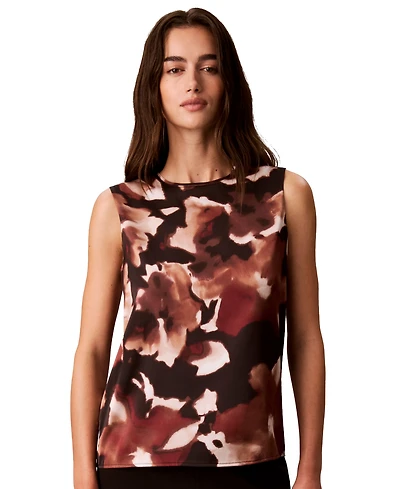 Calvin Klein Petite Sleeveless Crewneck Print Shell