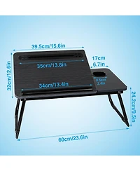 Gnuadz Laptop Bed Desk Adjustable Lap Table Charge Port Cup Holder Foldable Tray