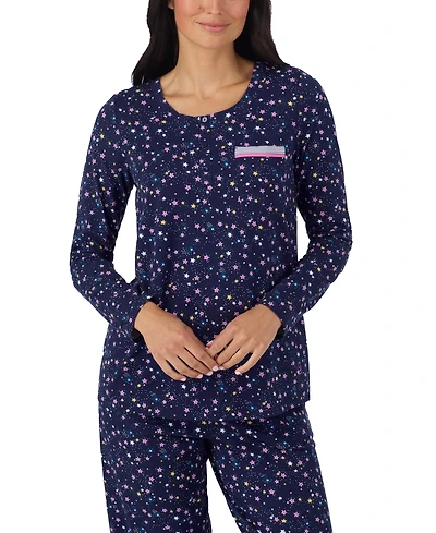 Cuddl Duds Women's Long-Sleeve Crewneck Print Pajama Set