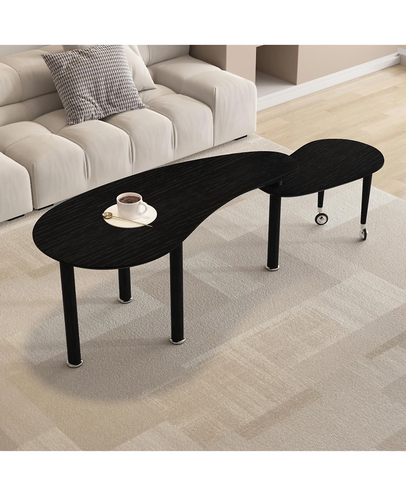Flynama 360degree(s) Rotatable Coffee Table, Oak Veneer