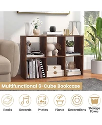Costway 6-Cube Bookshelf, Modern Cubby Bookcase with Back Guardrail and Anti-tipping Kits