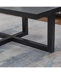 Flynama Contemporary Rectangular Coffee Table Cross Base Wood Finish