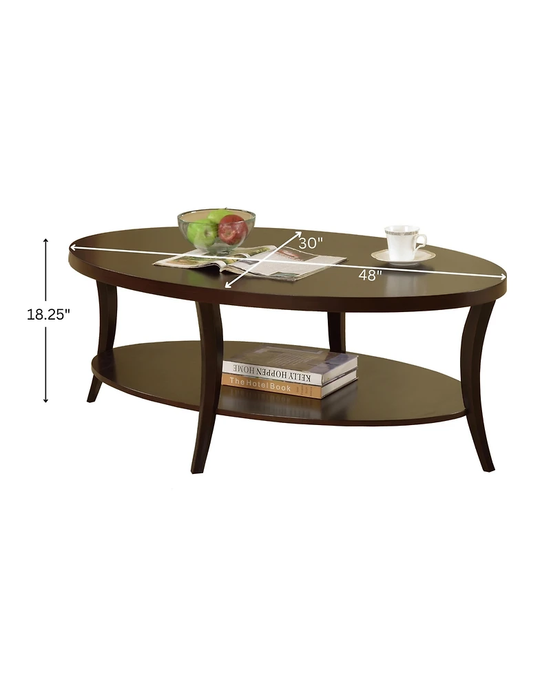 Flynama 48" Oval Coffee Table with Shelf