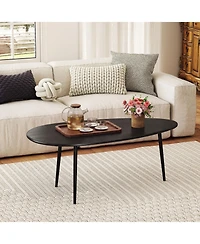 Costway Oval Coffee Table, Mid Century Center Table with Sturdy Metal Construction for Home