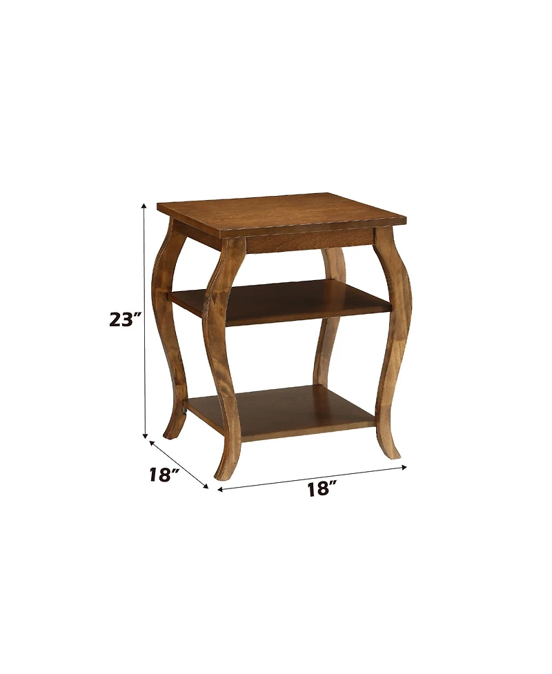 Flynama Square Accent Table 2 Tier Open Storage Cabriole Legs Design