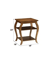 Flynama Square Accent Table 2 Tier Open Storage Cabriole Legs Design