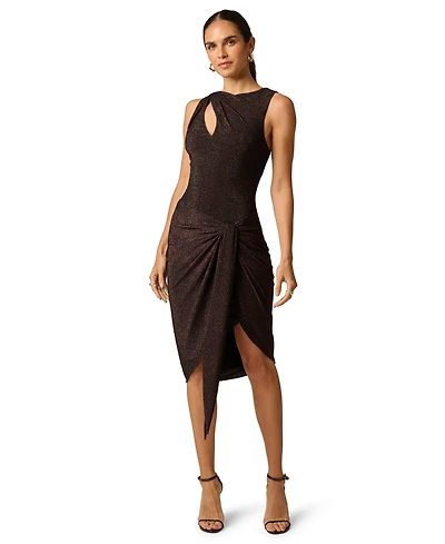 Adrianna Women's Metallic-Knit Draped-Skirt Mini Dress