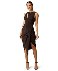 Adrianna Women's Metallic-Knit Draped-Skirt Mini Dress