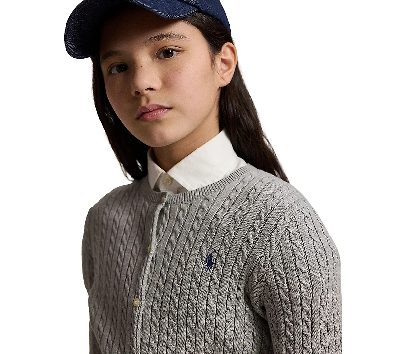 Polo Ralph Lauren Girls 7-16 Mini-Cable Cotton Cardigan