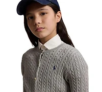 Polo Ralph Lauren Girls 7-16 Mini-Cable Cotton Cardigan