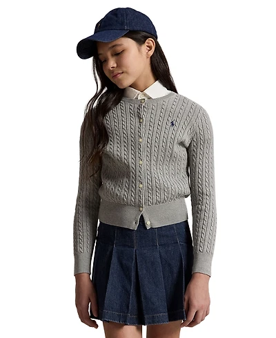 Polo Ralph Lauren Girls 7-16 Mini-Cable Cotton Cardigan