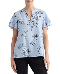 Jones New York Petite Floral-Print Short-Sleeve Blouse