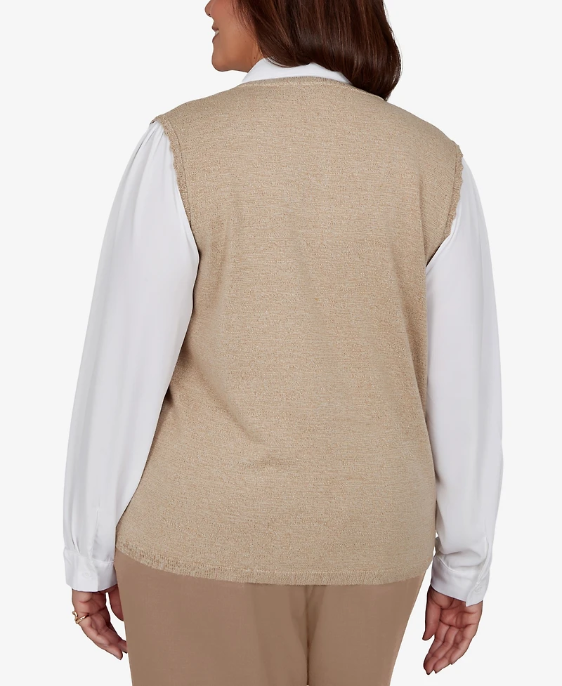 Alfred Dunner Plus Union Square Two-in-one Embroidered Sweater