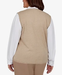 Alfred Dunner Plus Union Square Two-in-one Embroidered Sweater