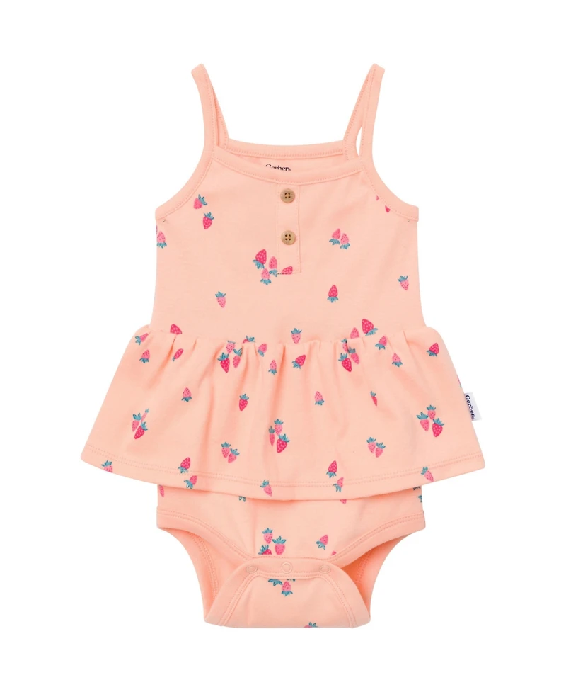 Gerber Baby Girls 4-Pack Sleeveless Bodysuits, Berries, 6-9 Months